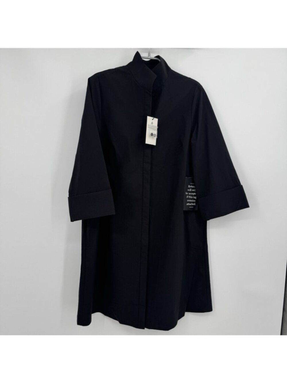 Tuckernuck Women's Black Charlie Shirt Dress Stand Collar Cotton size XL - Picture 2 of 8